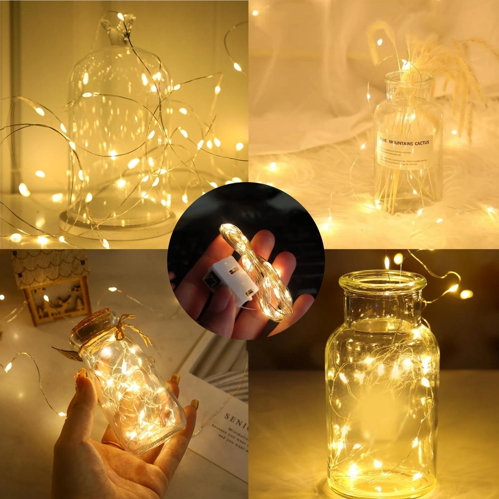 20Pcs Battery Operated Copper Wire LED String Lights 200cm/78Inch/20LED 3Modes Mini Firefly Fairy Lights Warm/Multi/Red/Green/Blue/Pink/ Purple/White Perfect for BOBO balloon, birthday room, camping, flower, party, wedding, Christmas