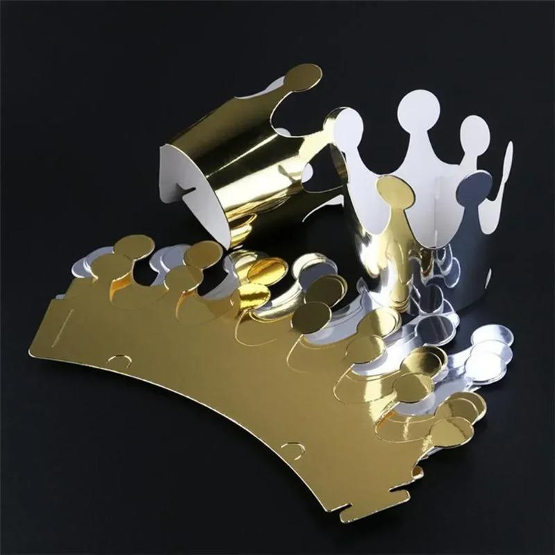 10Pcs Happy Birthday Paper Hats Cap Prince Princess Crown Party Decoration for boy girl 5Pcs Silver/5pcs gold Crown