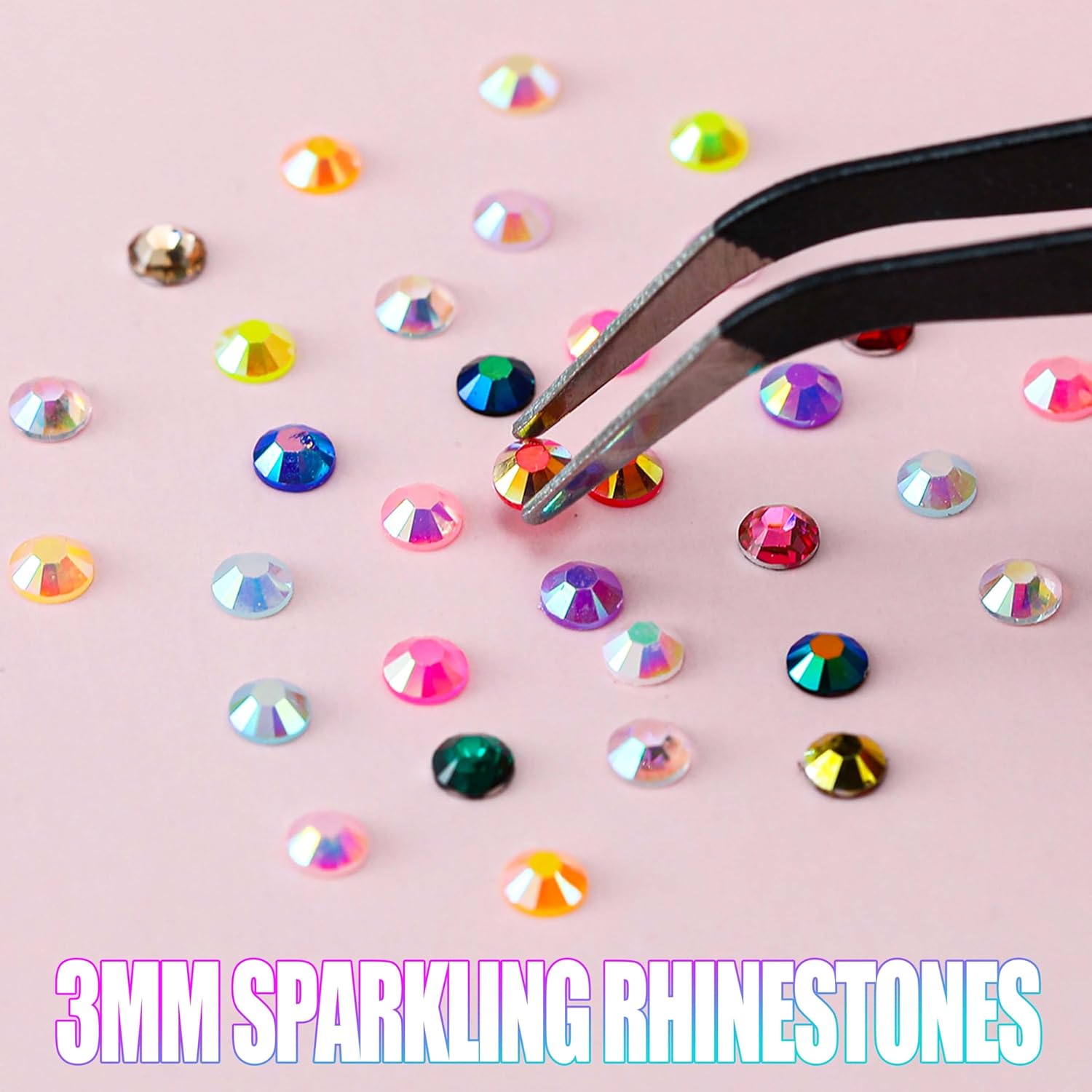 1Set Minimalist Flatback Glitter Rhinestones Nail Charms Multi-sized Colorful Fashion Rhinestone Decorated Half-round Nail Art Decorations for DIY Cups Phone Cases Headphones Nails Crafts