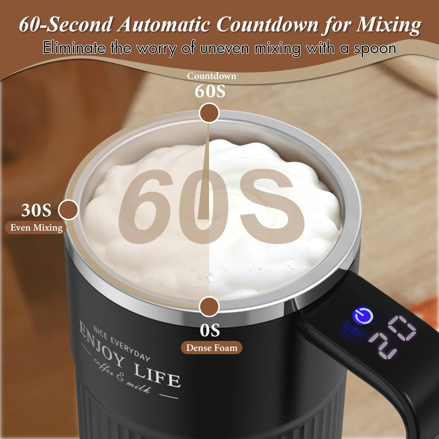 Intelligent Coffee Cup with Lid, 1/3 Counts Automatic Stirring Cup with Temperature Display, USB Rechargeable Stirring Cup for Coffee, Tea, Hot Chocolate, Gift