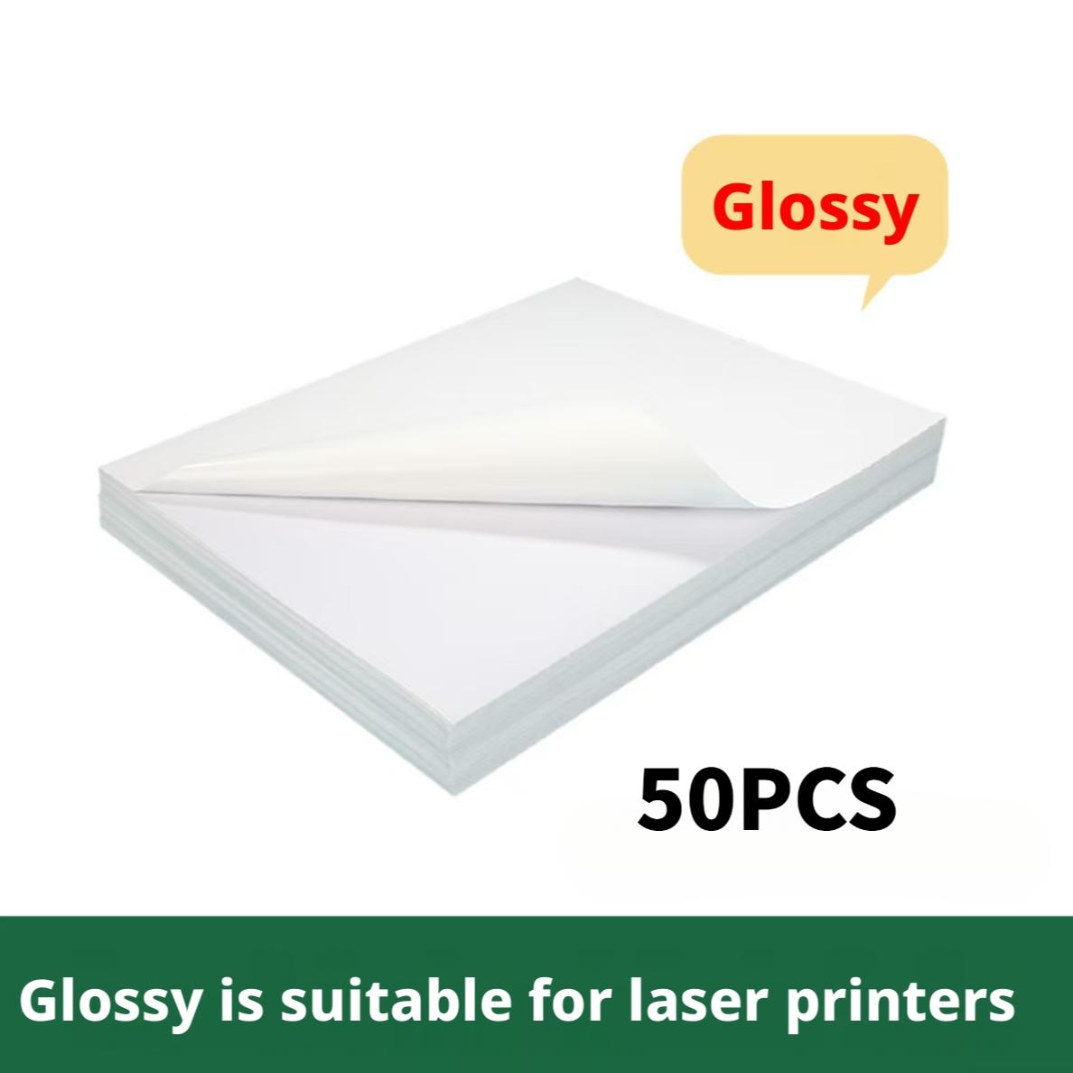 1 Pack 50 Sheets Glossy Self-Adhesive Stickers, Suitable for Inkjet Printers, Fast-Drying, Single Use, Rectangular Shape, DIY Photo Memories, Father's Day Gift