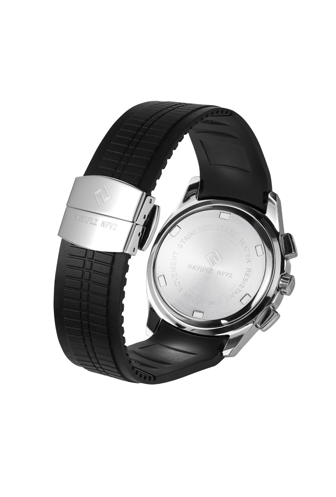 NAVIFLZ NFVZ Sports Watches For Men Orange Top Brand Luxury Rubber Wrist Watch Fashion Chronograph Wristwatch Relogio Masculino