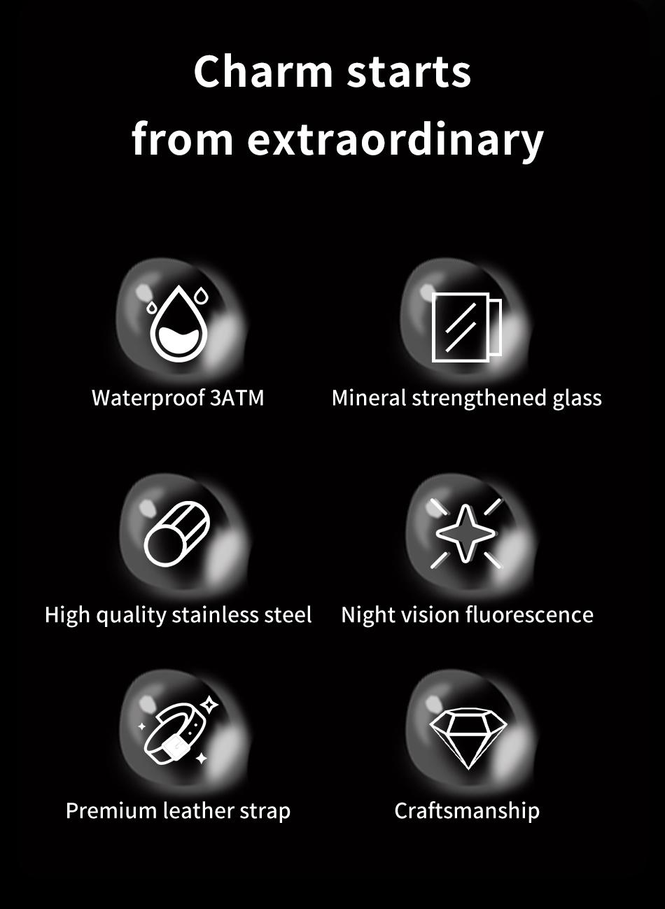 Square Men's Business Watch with Waterproof and Luminous Function at Night chronograph watch analog  watch