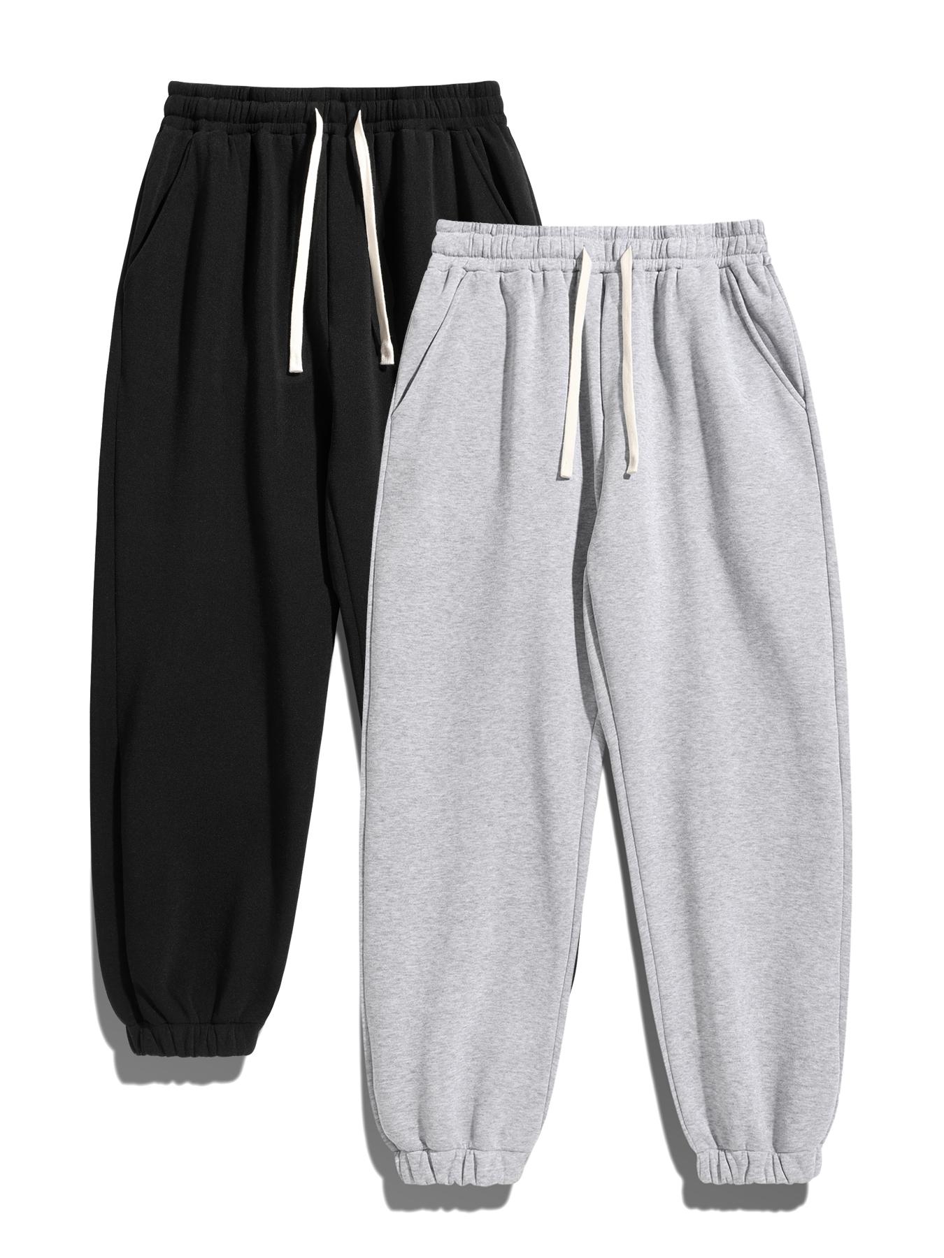 Men's Casual Fleece Drawstring Pants, Fall Winter Sweatpants, Comfortable Warmth for Daily Wear, Sports & Outdoor Activities, Men's Jogger Sweatpants, Drawstring Waist Sweatpants