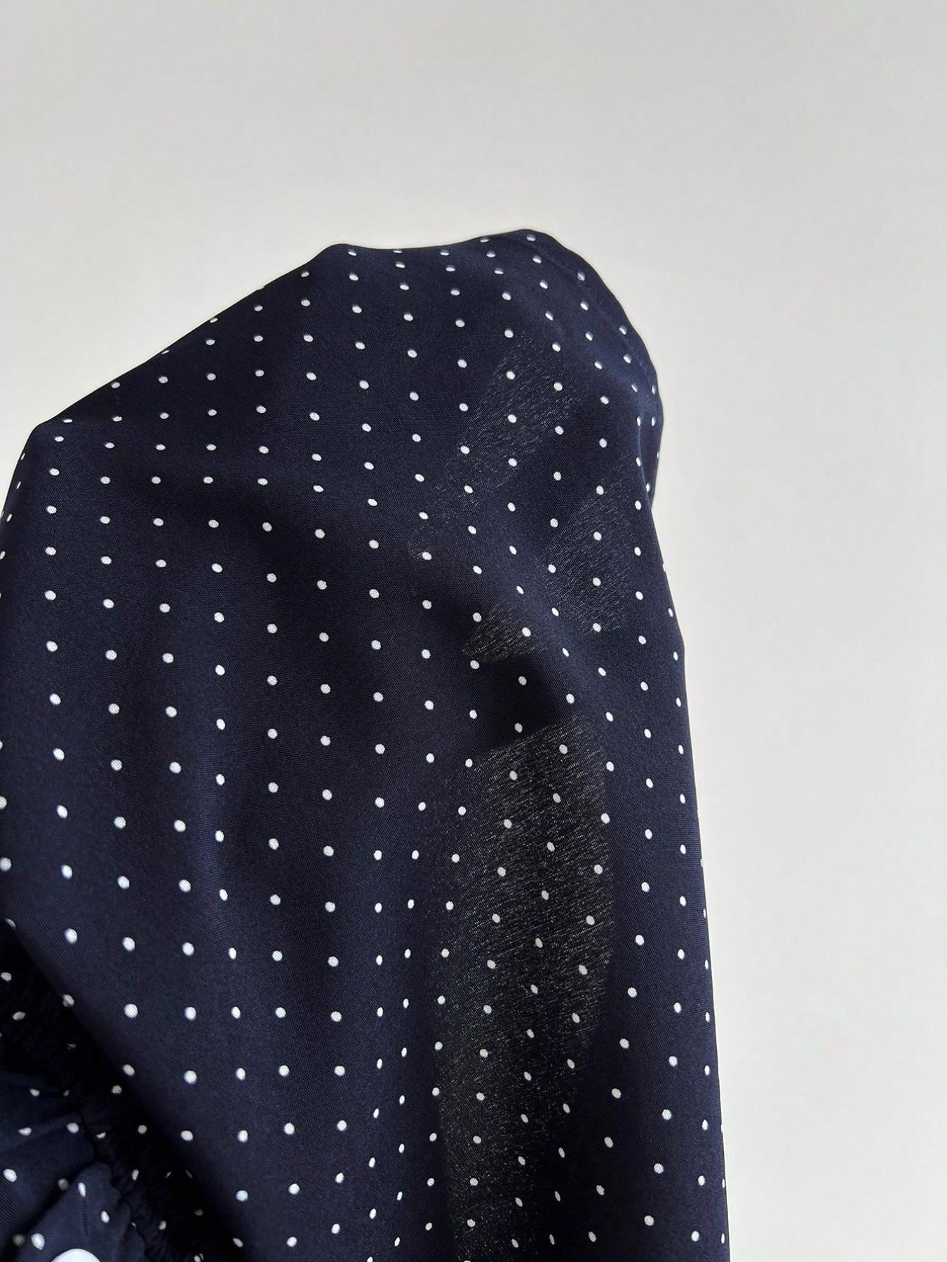 Women's Polka Dot Short Sleeve Top, Vintage Square Neck Bubble Sleeve Slim Fit T-Shirt, Soft Breathable Fabric, Casual Daily Wear Spring