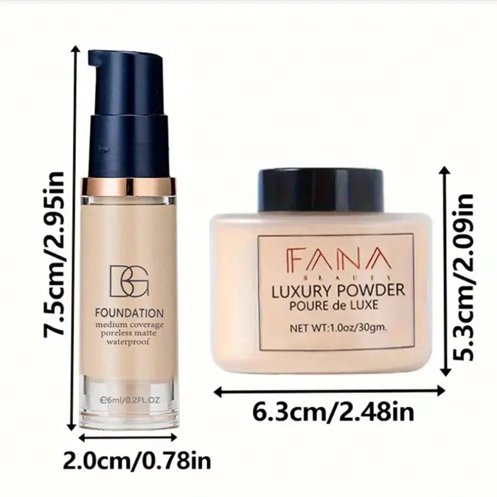 Beauty Glazed Summer Long-Wear Set: High-Coverage Matte Foundation + Instant Oil-Absorbing Loose Powder—Waterproof and Sweat-Resistant Travel 2-Piece Set
