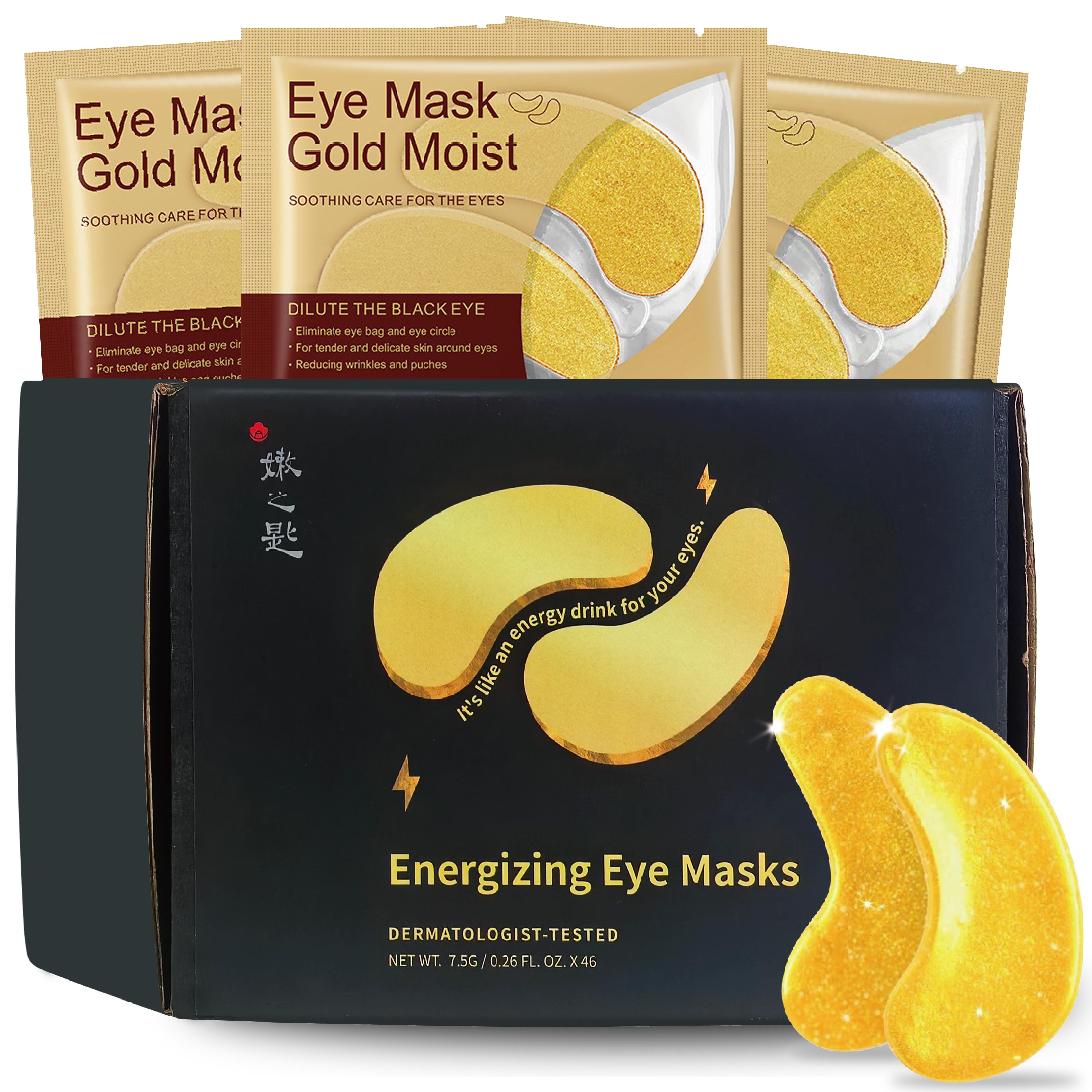 24k Gold Collagen Eye Gel Patches, Eye Mask for Wrinkles and Puffiness, Hydrating Eye Patches, Formulated for Puffy Eyes & Dark Circles, Eye Care Mask for Women & Men, Dark Circle Eye Mask