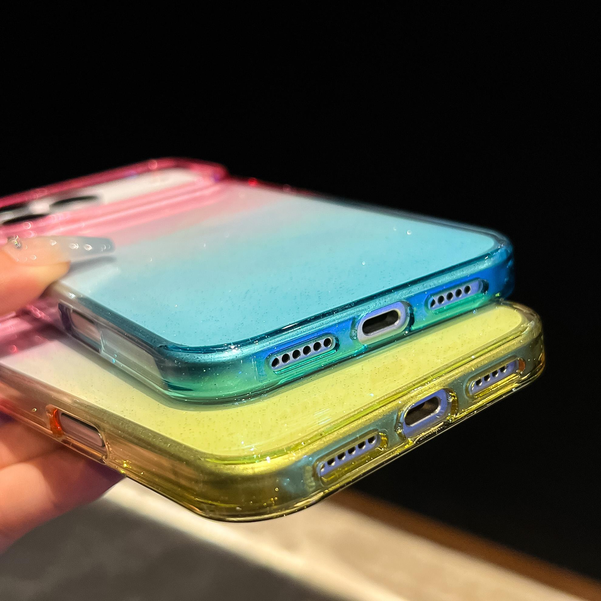 The refreshing "ins flash powder gradient" design is suitable for the 17promax ultra-thin hard-shell iPhone 16 phone case / iPhone 15 Pro Max / iPhone 14 / iPhone 13 phone protection cover with a dual-color splicing minimalist style.
