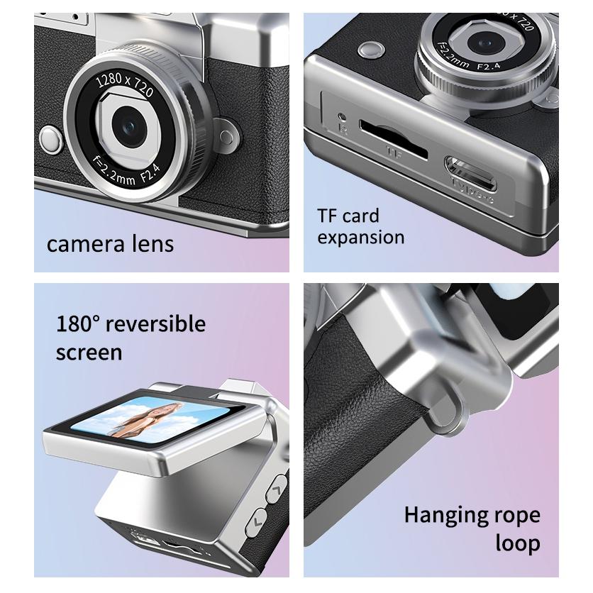 Thumb Camera Flip Screen Mini Camera, Retro CCD Digital Pocket Camera for Students, Portable Compact Everyday Camera, HD Digital Camera, Electronic Portable Camera