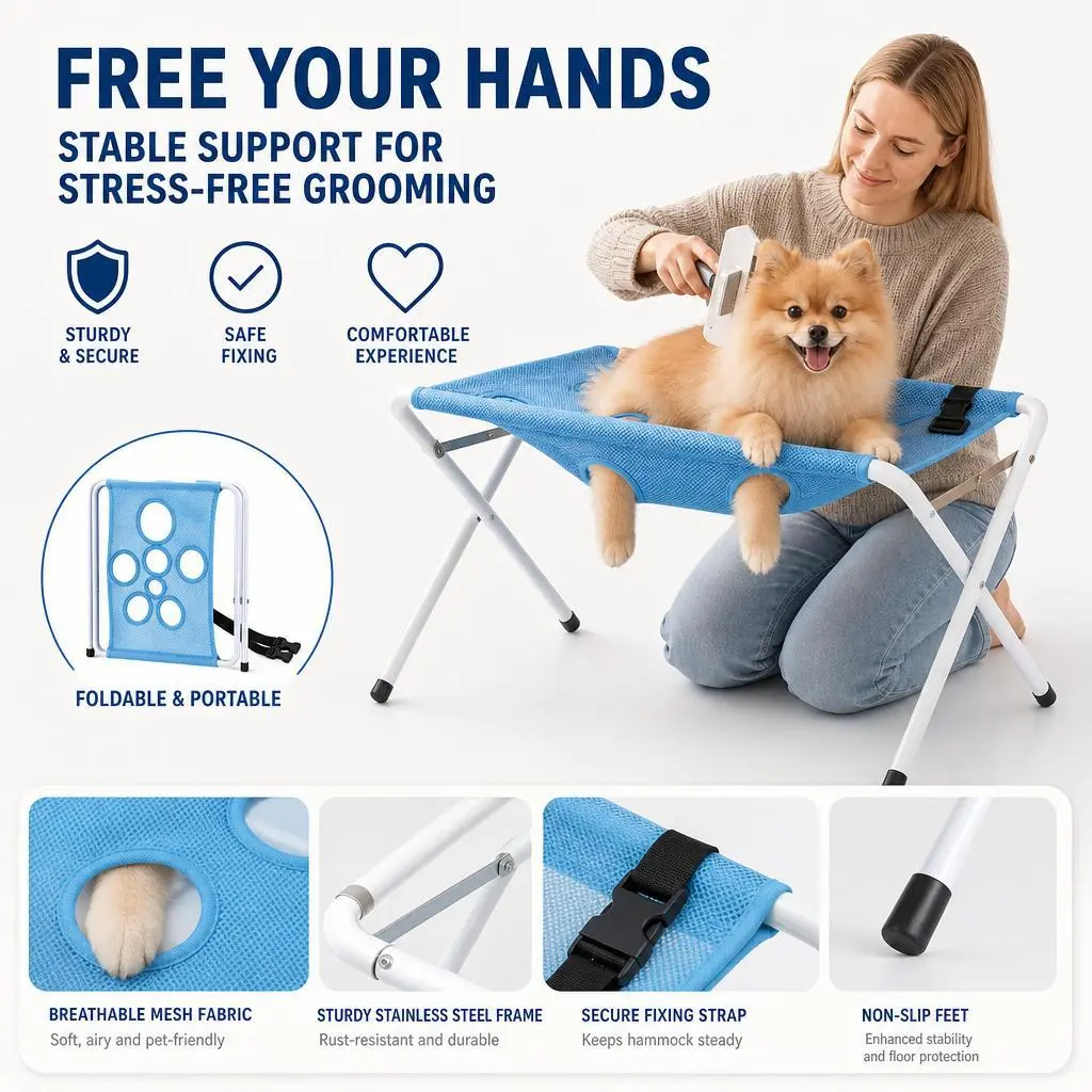 Multifunctional Folding Pet Bathing Rack, Cat and Dog Bath Support Bracket, Portable Fixed Holder for Home‑Based Grooming