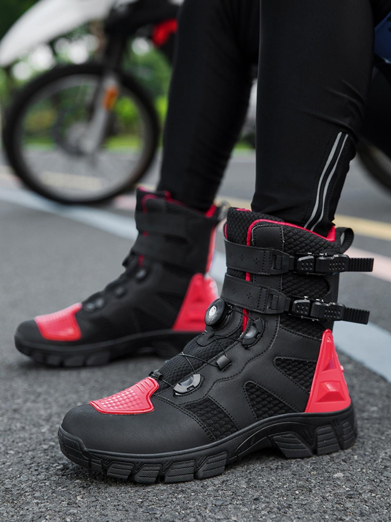 Men's Motorcycle Riding Shoes, Anti-Slip Racing Boots, Waterproof Safety Design, Comfortable and Secure, Ideal for Safe Cycling