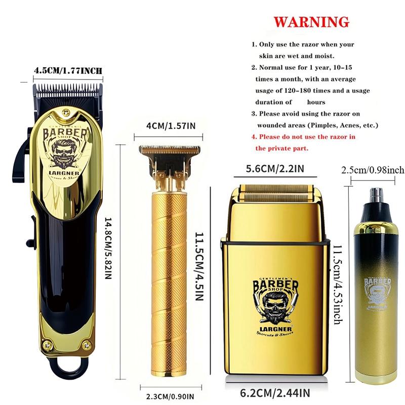 Professional 4 in 1 Kit, 1 Set Rechargeable Hair Clipper with Accessories, Hair Grooming Kit for Home & Salon Use, Barber Clippers Set