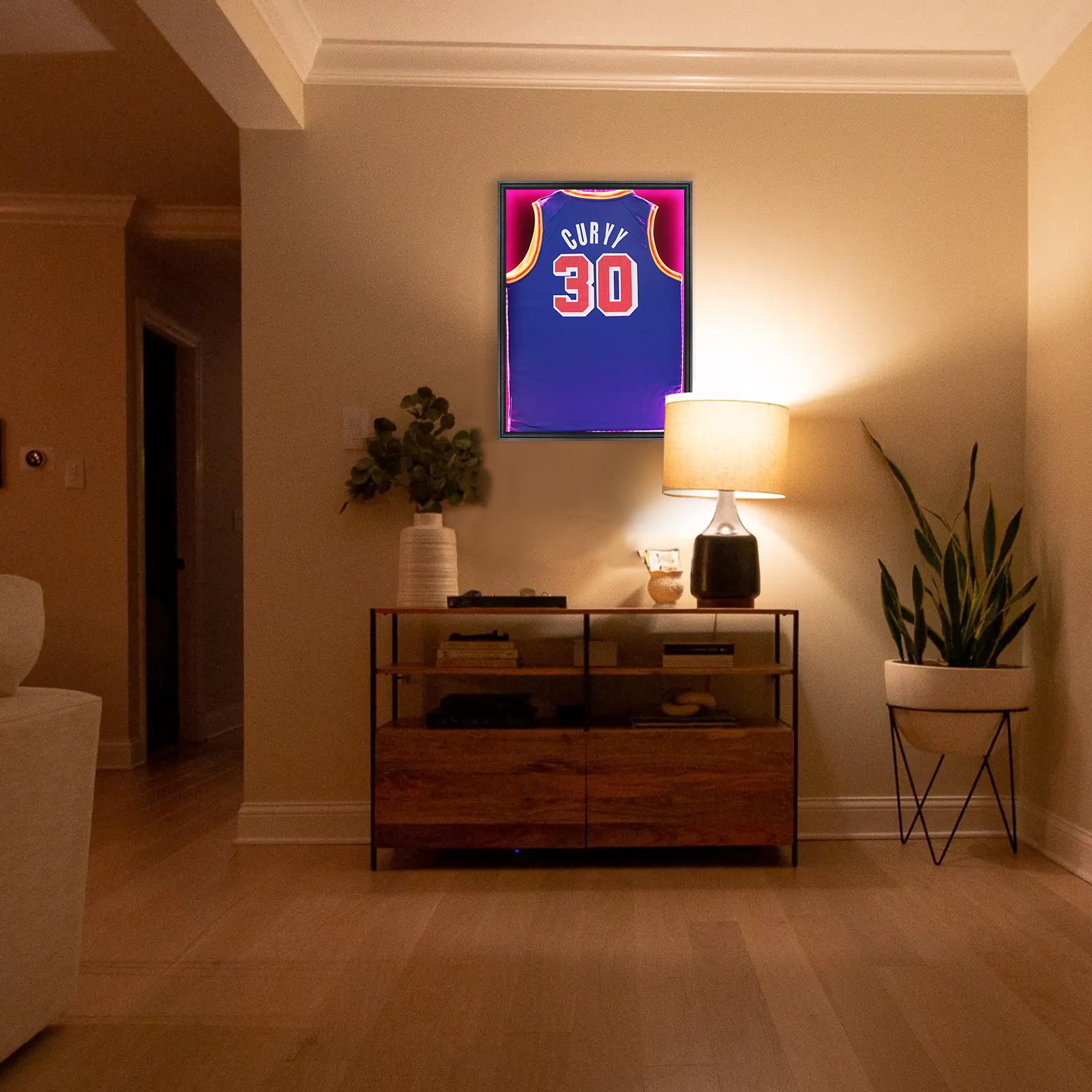 LED Jersey Frame Display Case - Jersey case with led Lights - Large Lockable Frames Shadow Box with UV Protection for Baseball Basketball Football Soccer Hockey Sport Shirt, Black