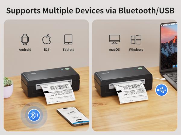 JADENS Shipping Label Printer 668BT, Bluetooth Wireless Thermal Label Printer, Compatible with iOS, Android, Windows, Mac, Chromebook, Widely Used for Etsy, Ebay, Shopify, USPS