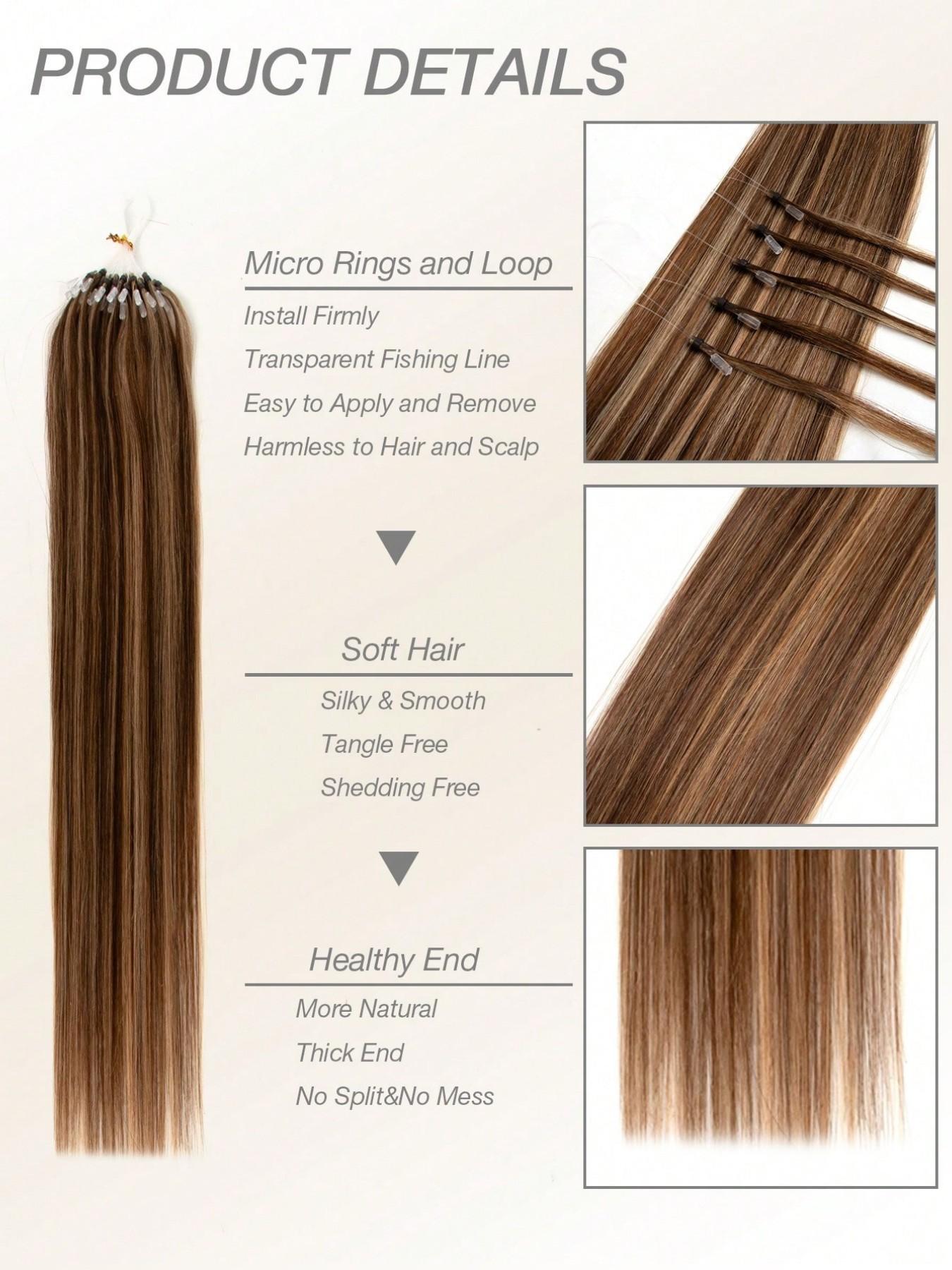 Invisible Micro Nano Bead Hair Extensions, Thin Ring Hair Clips, Real Human Hair Extensions, Thick Invisible Pearl Rings