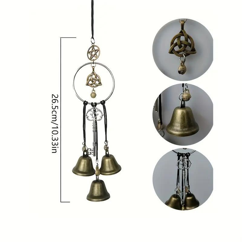 Handmade Iron Witch Bell Wind Chime, Outdoor Waterproof, Rustic Metal Hanging Ornament, Durable Home Garden Decor, Perfect Gift for Holidays