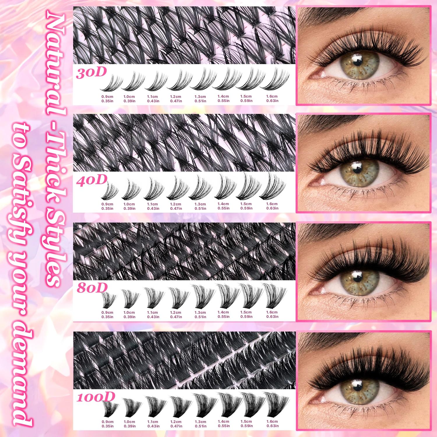 Natural & Thick Look Eyelash Extensions, 1 Box Mixed Length Individual Lashes with Glue & Tweezers & Brush, Eye Makeup Enhancement Tool for Women, Cosmetic
