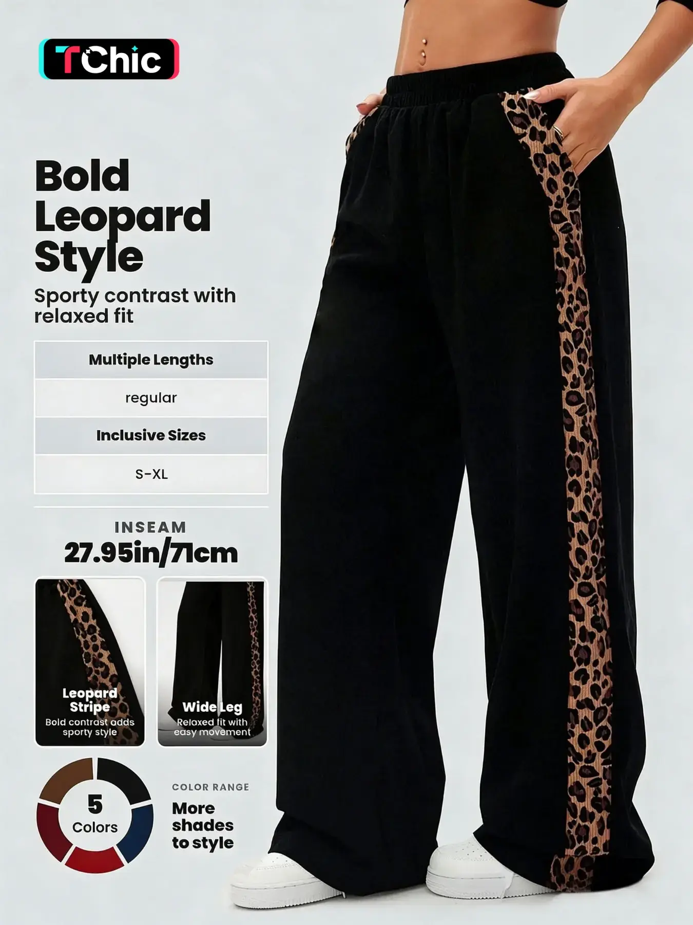 【Black Friday】Women's Vintage Wide-Leg Pants, Leopard Print, Oversized Loose-Fitting Design with Slimming Effect, Casual Fashion Bottoms