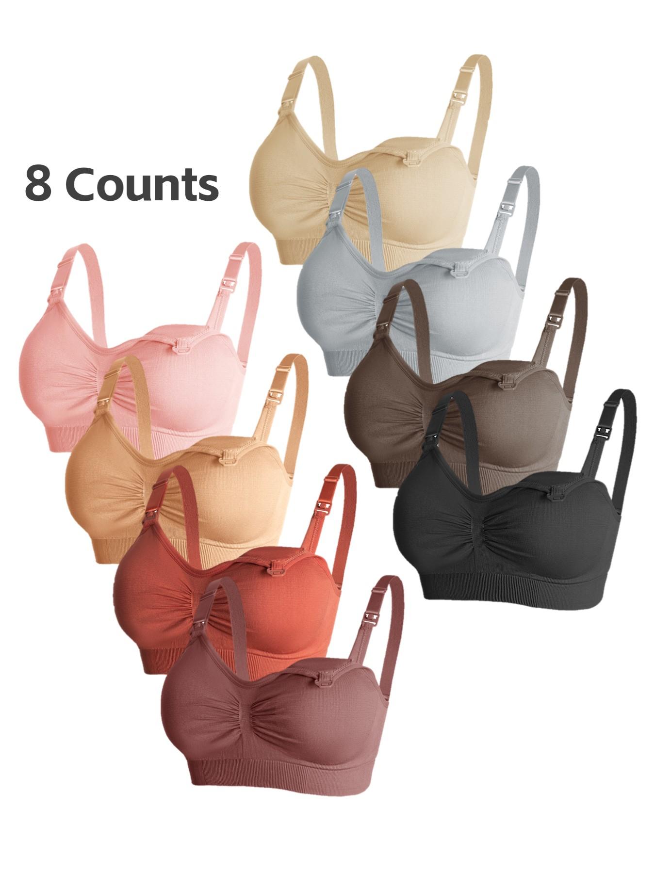 Maternity Solid Color Nursing Bra, Comfortable Breathable Adjustable Hook & Eye Closure Nursing Bra, Maternity Underwear for All Seasons