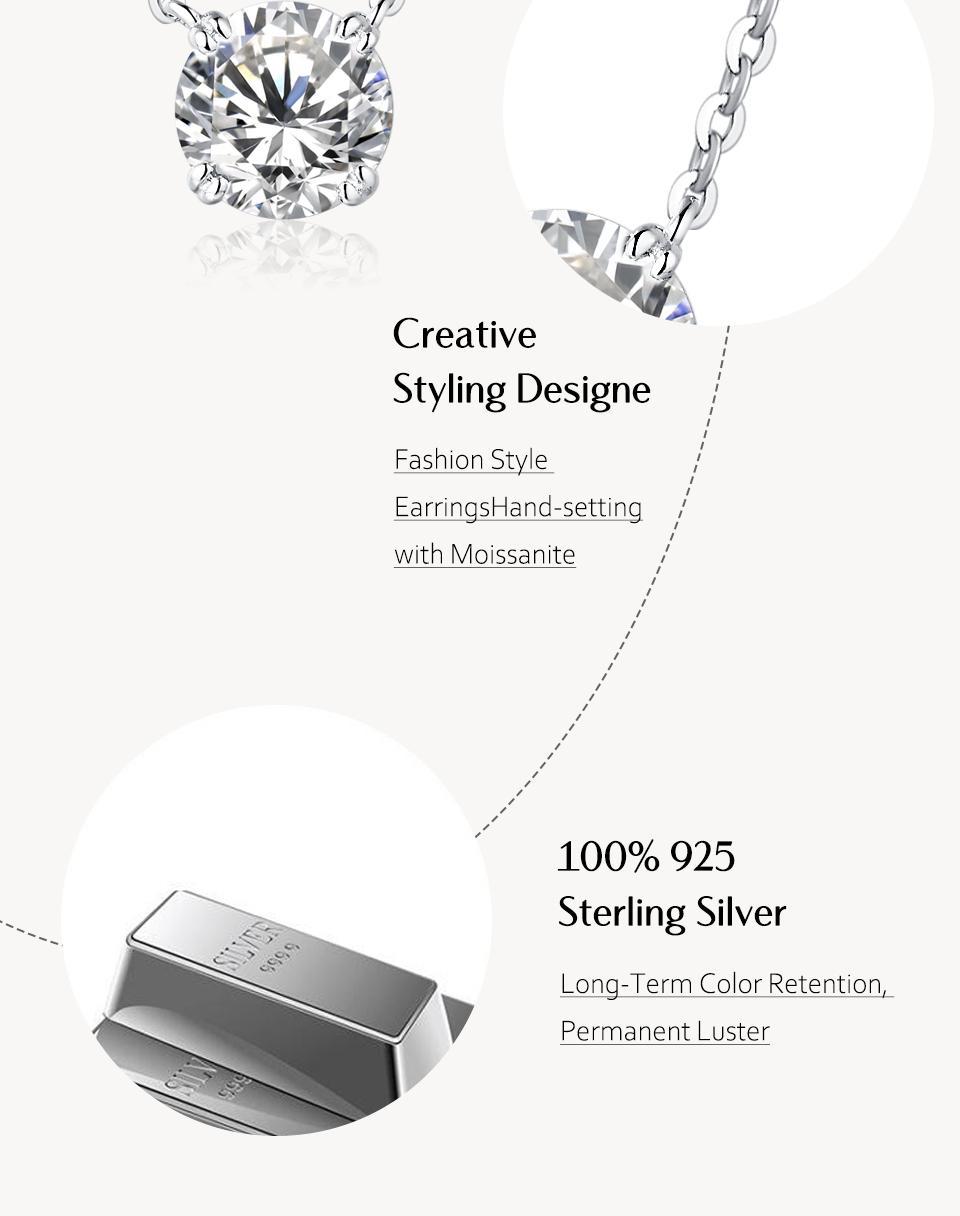 0.5~2CT Synthetic Moissanite Necklaces D Color VVS1 for Women Birthday Gift Engagement Wedding N009 SpringStatements