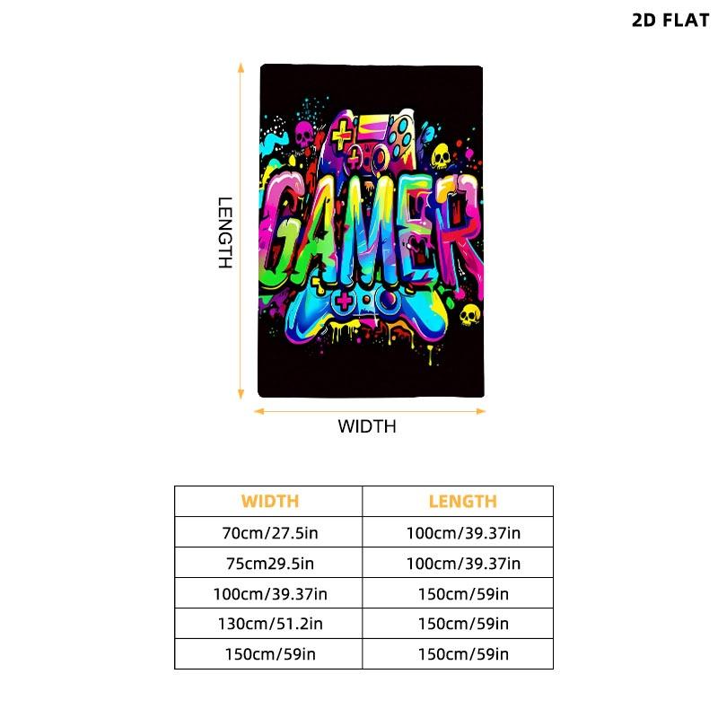 GAMER - Themed Graffiti - Style Throw Blanket, Single - Sided Printed, Various Specs, Vibrant Game Controller & Skulls Design, Perfect for Gaming Room/Lounge Relaxation, Soft Comfortable Fabric for Adults, Stylish Decorative & Cozy Nap Blanket