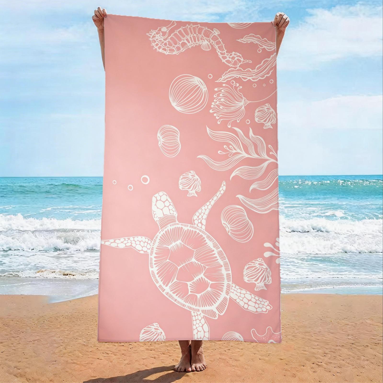 Turtle Pattern Beach Towel, Suitable For Children And Adults For Outdoor, Beach And Travel, Trendy Home And Beach Essentials