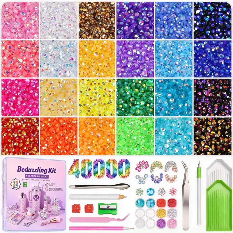 40000Pcs Resin Jelly Rhinestones for Bedazzling Kit
