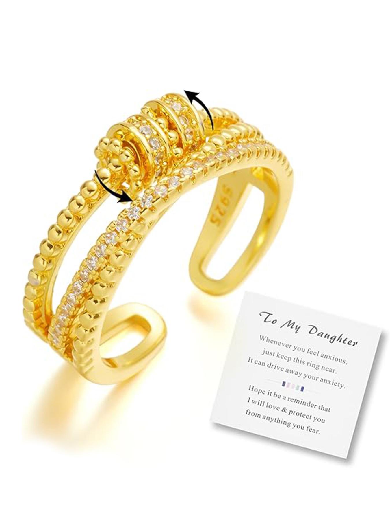 To my daughter - The Stress Relief Meditation Finger Spinner Ring, with a Beaded Rotator, Adjustable Rotating Finger Spinner Jewelry, as a gift for your daughter/stepdaughter, a graduation gift, a perfect gift for her