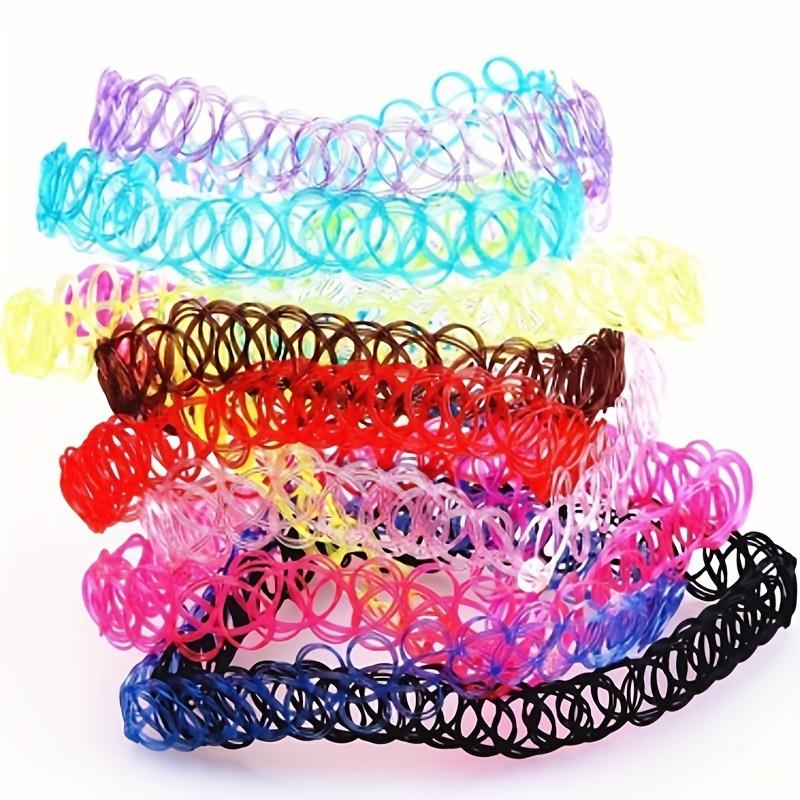 12pcs/set FashionPunk Gothic  lace collar fishing line elastic necklace， Black Tattoo Choker For Girls, Party Favors