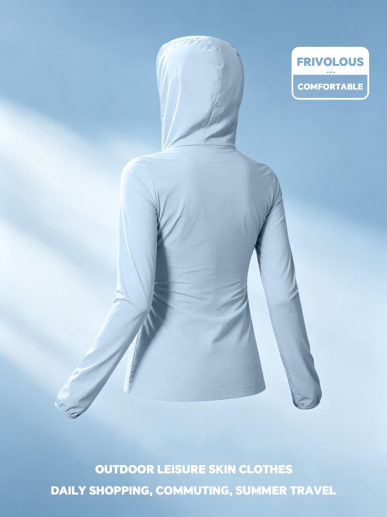 Faith Hope Love Three Color Hearts Print Women Summer Hooded Zip Up Skin Coat Jacket Four Colors Optional Soft Skin Friendly Breathable Lightweight Loose Casual Versatile Outdoor Commuting Essential