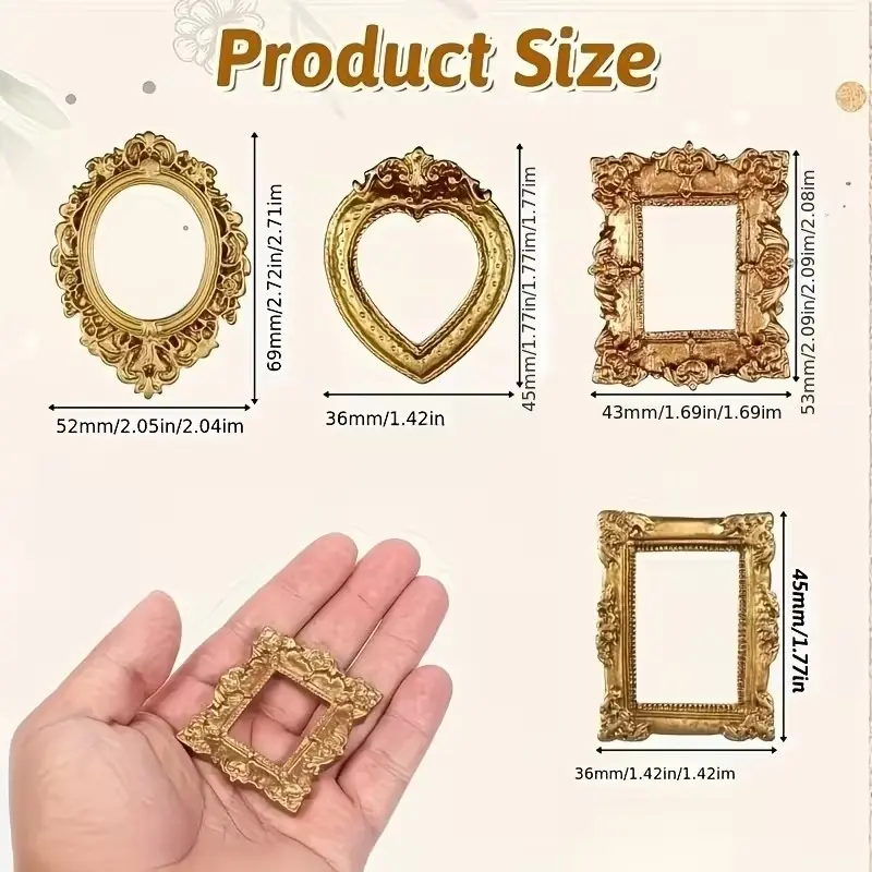 12 Piece DIY Mini Frame Decor Set, 6 Frames + 6 Portrait Pieces, Memorial Gift, Holiday Present, Random Design, Craft Accessories