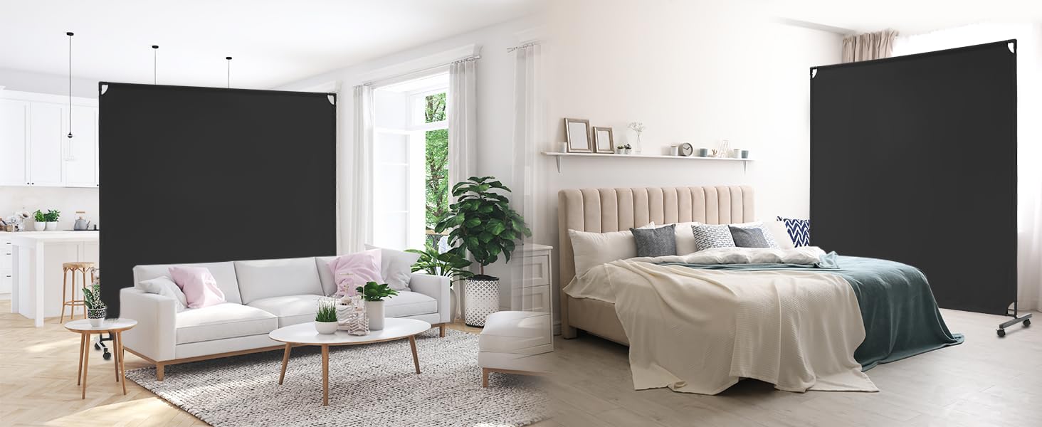 6FT Single Panel Rolling Room Divider, Partition Privacy Screens with Wheels, Freestanding Fabric Room Panel, Portable Wall Divider for Office, Room, Restaurant, Hospital