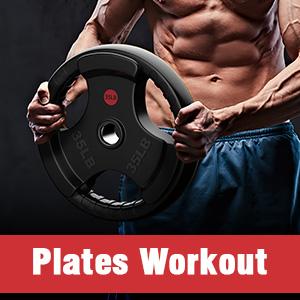 Bearbro  Weight Plates 2 Inch Rubber Coated Olympic Weight Plate for Strength Training & Weightlifting in Home Gym, Solid Cast Iron Bumper Plates for Barbell