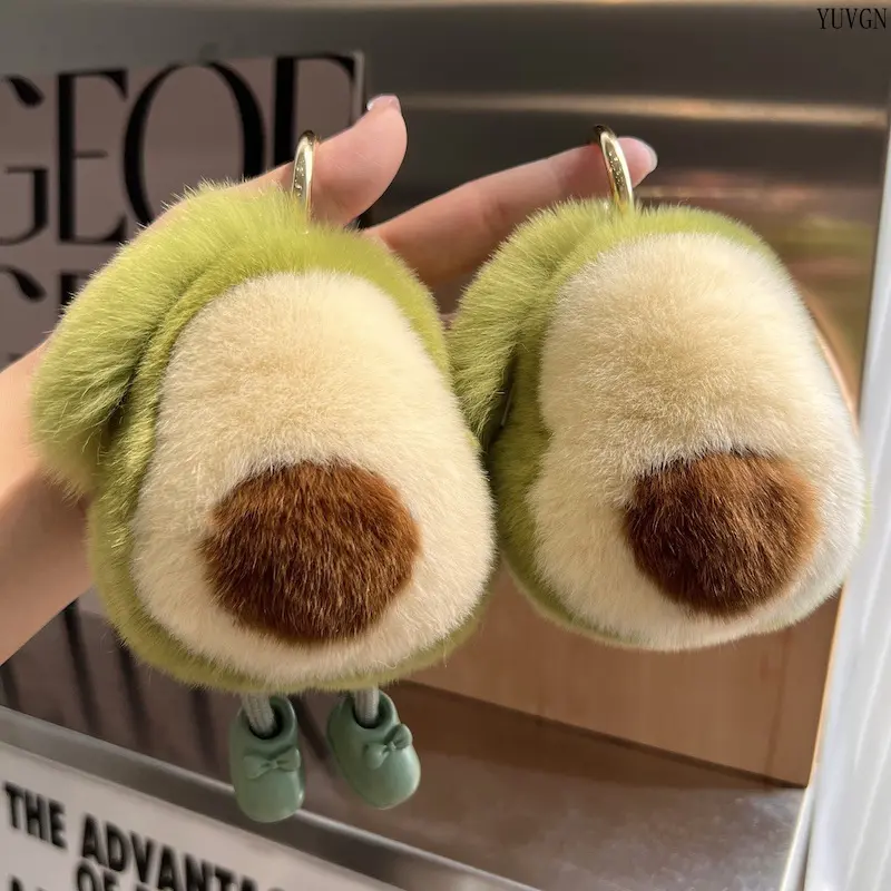 2PCS Cute Avocado Shape Keychain Accessory - Decorative Keyring, Creative Fruit-Shaped Bag Charm Pendant, Stylish Purse Backpack Add-On for Girls, Ideal Birthday Gift for Indoor Leisure