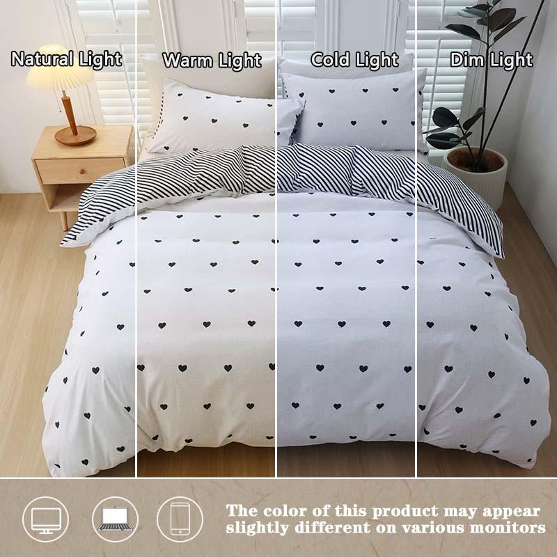 3pcs Heart Pattern Duvet Cover Set, Reversible Design, Includes 1 Duvet Cover & 2 Pillowcases, Durable Material, Perfect Gift for Dorm Rooms