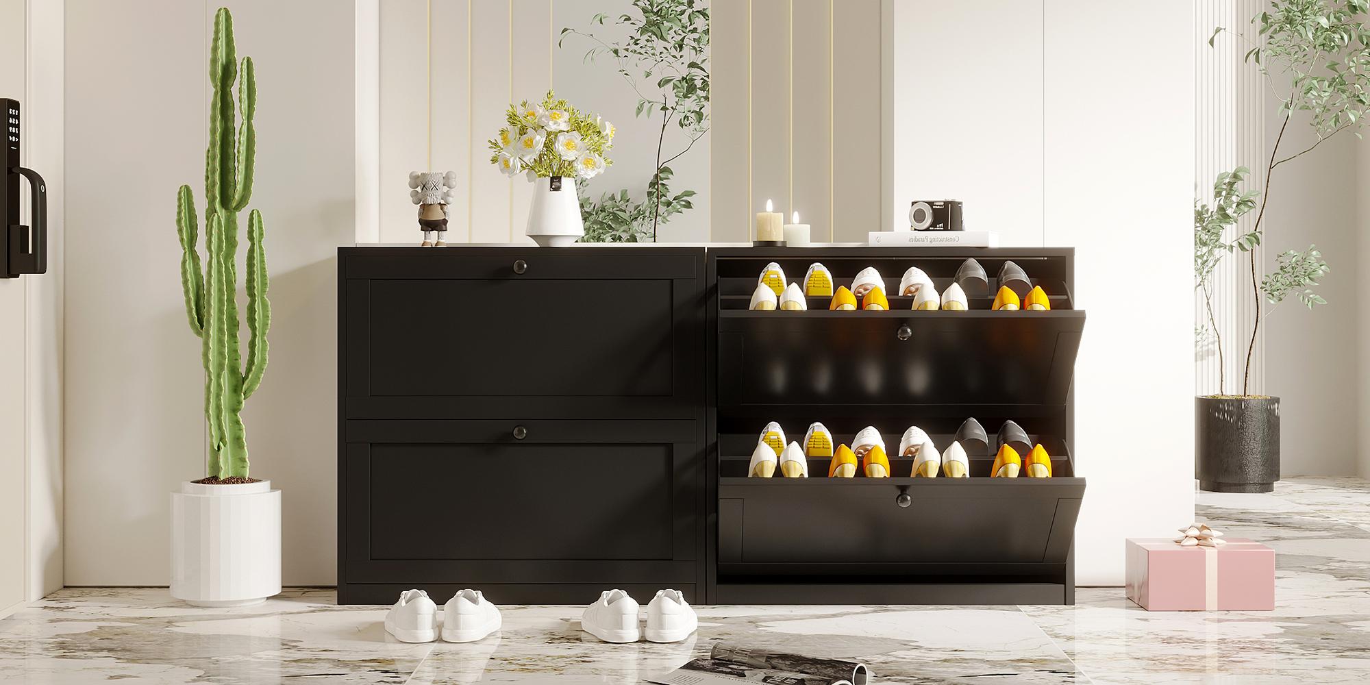 VOWNER Shoes Cabinet with Drawers for Narrow Entryway,Shoe Storage Cabinet Shoe Rack Organizer for Bedroom Living Room