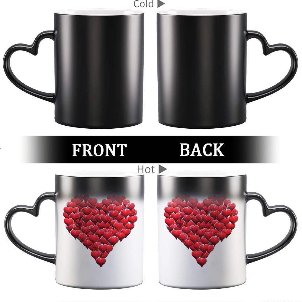 1pc Red Hearts Design Magical Color Changing Mug with Heart-Shaped Handle, 11oz Unique Heart Design, Perfect for Birthdays, Mother'S Day, Valentine'S Day