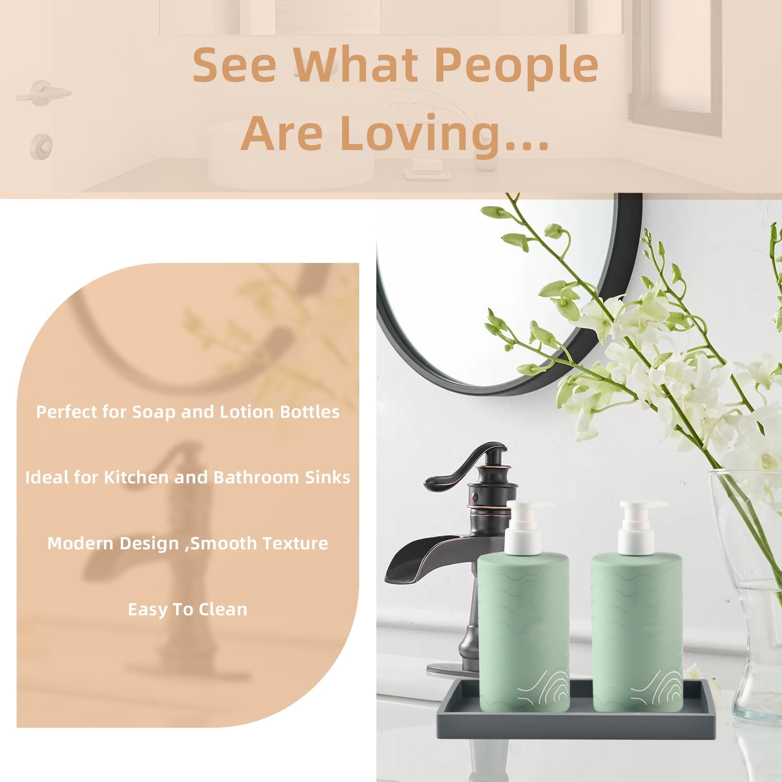 1-Piece Rectangular Silicone Tray with Marble Pattern Bathroom Tray Suitable for Vanity, Dining Table, Kitchen Bathroom Accessories, Perfume, Cosmetics, Bathroom Decor Supplies