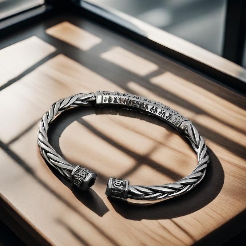 Solid Silver s925 Bangle Sterling Silver bangle Men's open bangle can be freely adjusted size send boyfriend send Dad birthday holiday gift Silver weight 34g /1.19 oz