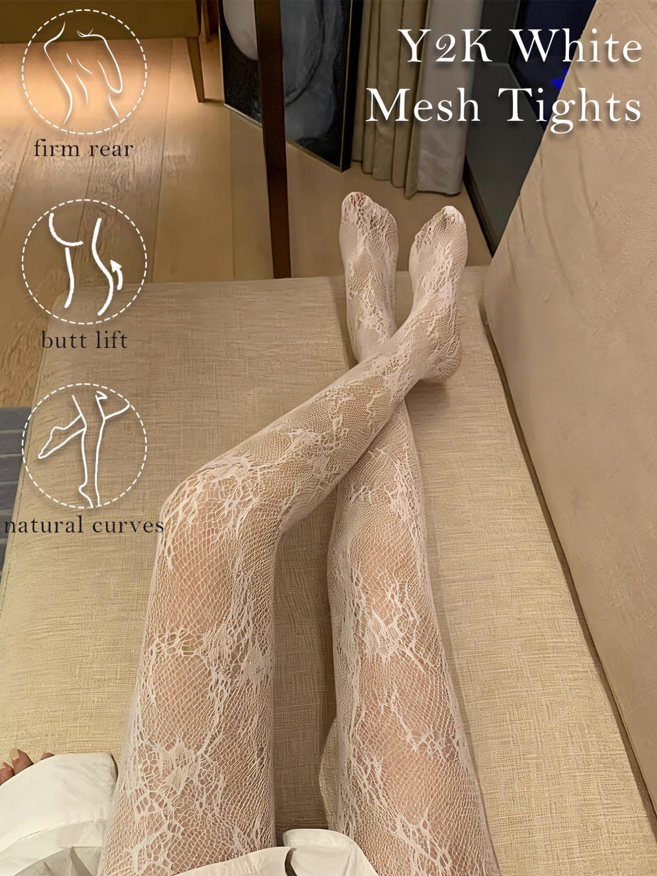 Lace Vine Fishnet Pantyhose, Vintage Sheer Stocking, Y2K High Elasticity, Sweet Cool Girl Style, All Seasons Fitted Geometric Pattern