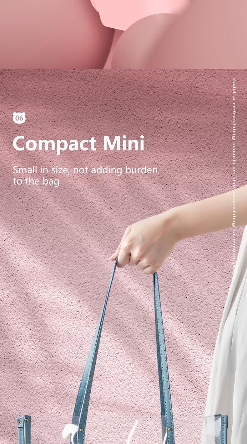 Foldable Handheld Portable Power Bank Mini Fan USB Rechargeable Desktop Fan with Wired Power Bank Portable Fan Mobile Power Bank Charger Pink Folding fan