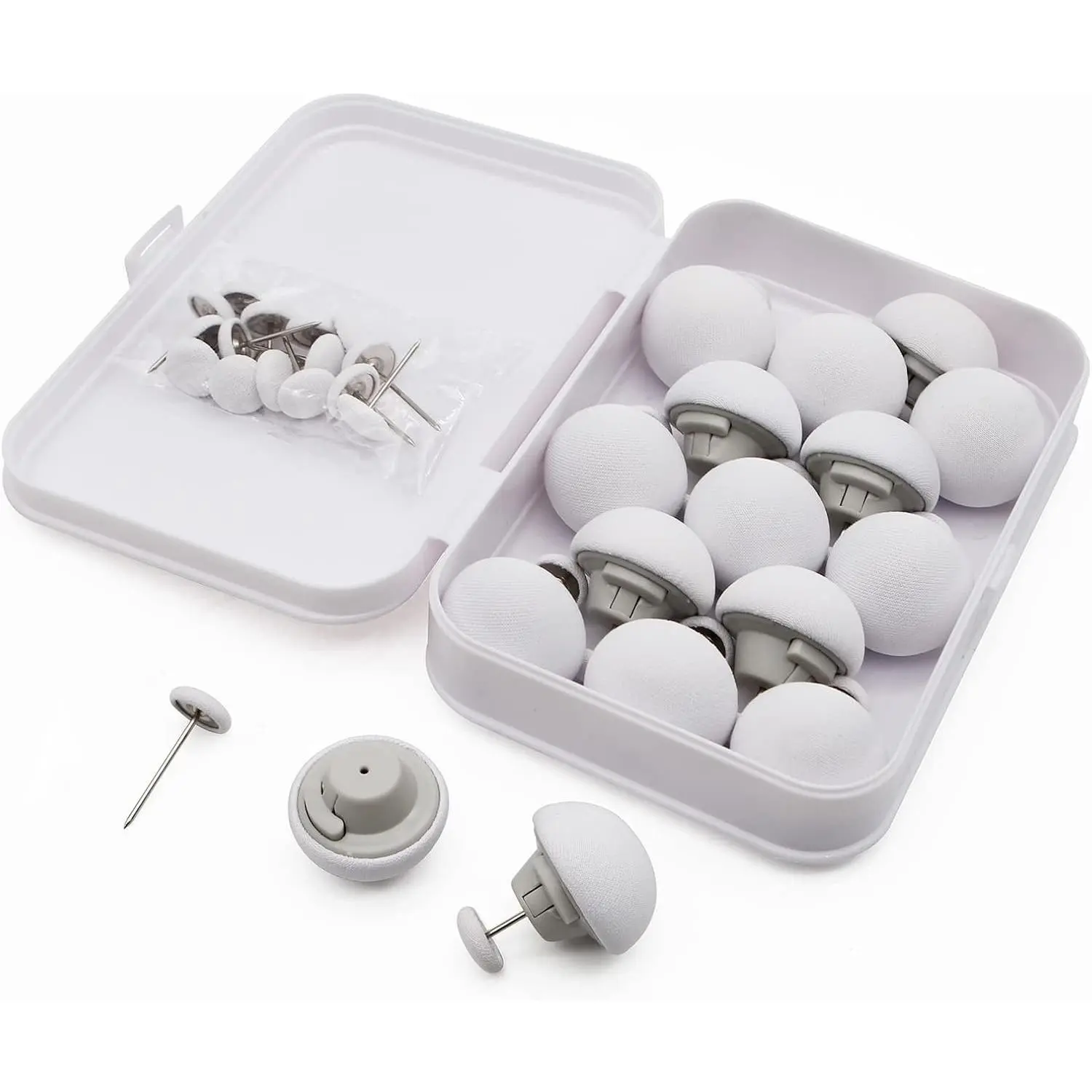 Duvet Pin Duvet Clips 16 Sets, Duvet Cover Pins Comforter Clips with Soft Fabric Material, Double Sided Pin Fasteners for Quilt, Cushions, Curtains - White