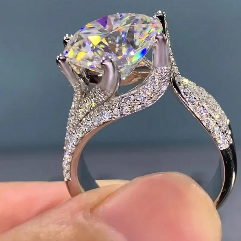 Women's 10MM  Wedding Ring - Engagement Ring, Luxury Artificial Crystal Jewelry, New Trendy Fashion Accessory, 1Pc, Rings For Women