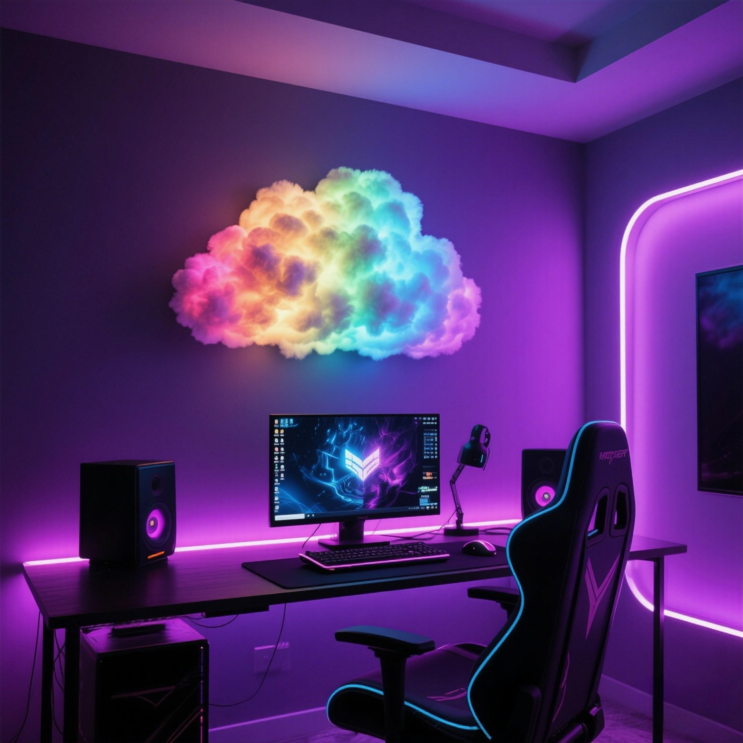 Thunder Cloud LED Light self-made material package (no glue) ,DIY Creative Rainbow Multi-Color Night Lamp, RGB Lighting, LED Atmosphere Lamp, Party Decor for Game Room, Garage, Club, Bar, Dj,  19.69ft String Light