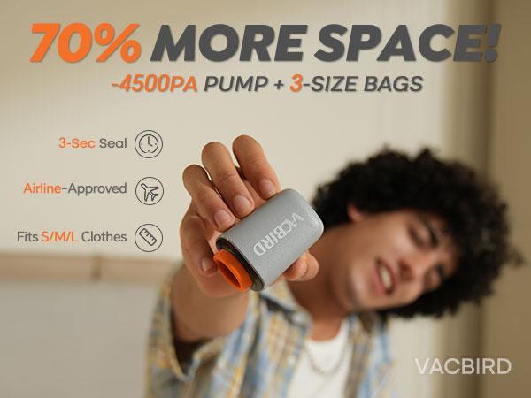 【Summer Vibes】VACBIRD New X8 Vacuum Packing Pump Storage Bags，Summer Vibes Rechargeable Wireless Pump Travel Storage Bags Set - 20 Pack Portable Space Saver Bags for Travel & Home - Vacuum Compression Packing Seal for Clothes, Blankets, Seasonal Storage