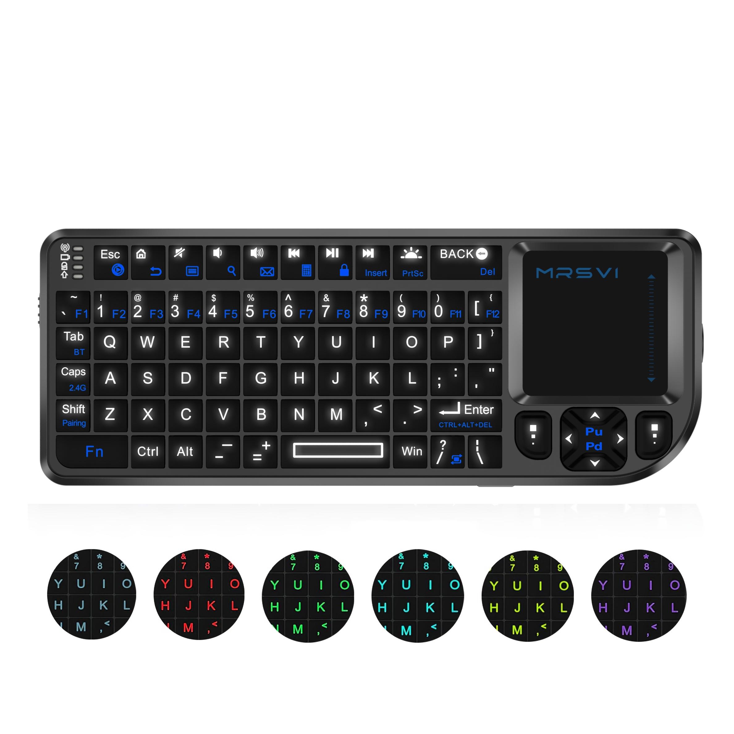 Bluetooth-compatible Mini Backlit Keyboard with Touchpad, Rechargeable Wireless Keyboard for Office and Entertainment, Compatible with PC, Smart TV, Notebook and Projector