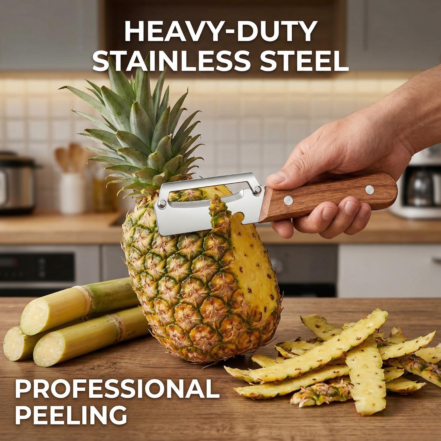 2PCS Kitchen Multi-Function Stainless Steel Thickened Fruit Peeler Knife for Sugar Cane and Pineapple Skin Removal Special Tool TF2