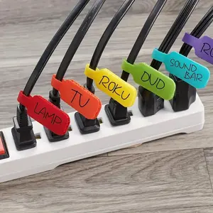[Durable Cable Ties] 32pcs Durable MultiColor Cable Ties - Write-On Cord Labels for Organization & Identification, No Battery Required, Desk Cable Organizer, Cable Management Kit