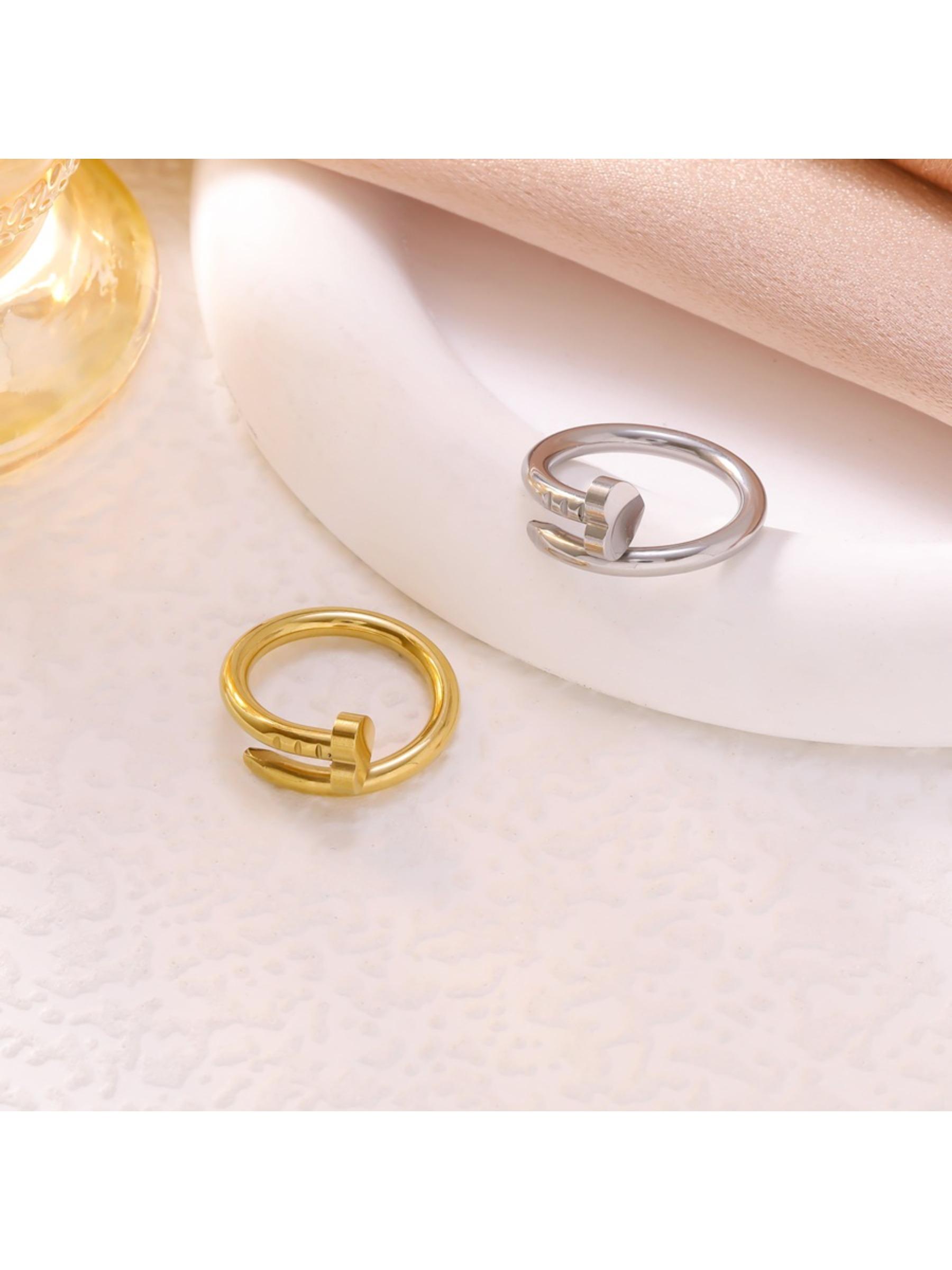 European and American Style Simple Fashion Stainless Steel Heart-shaped Ring, Personalized Design Couple Love Ring Set