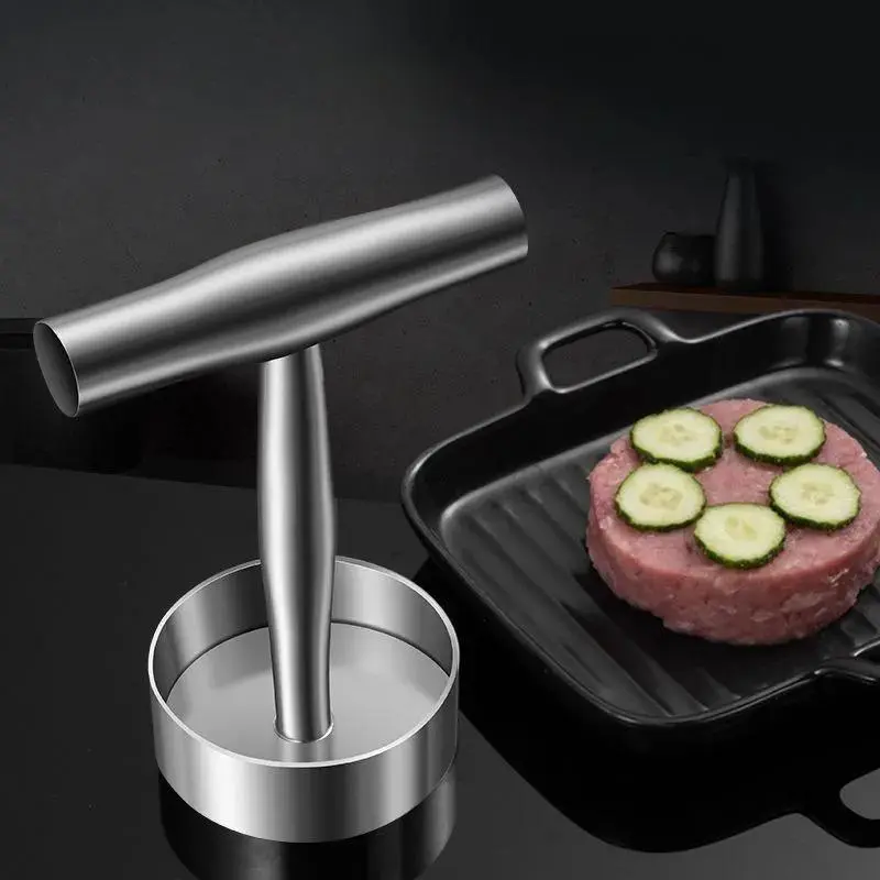 1pc Stainless steel thickened pressed cake hamburger meat pie steak grab cake Shaobing (Baked cake in griddle) mould commercial new style with cover